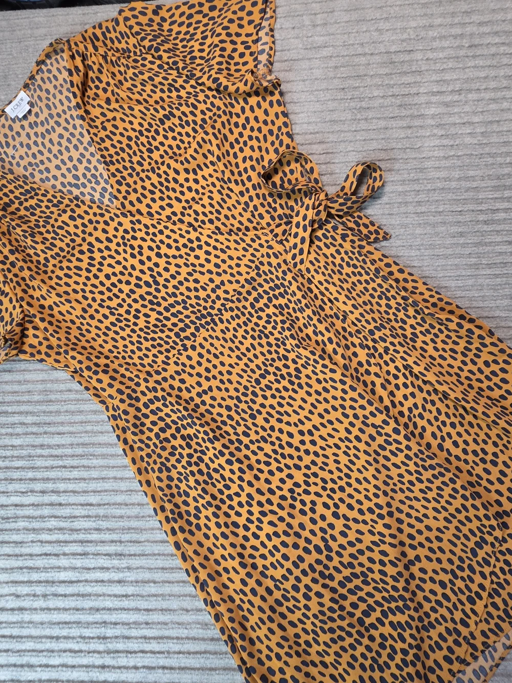 J.CREW Women's Sz 12 Animal Print Wrap Dress  V-Neck Short Sleeve Casual Career